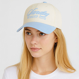 SUNDAY WORSHIP CLUB Embroidered Five Panel Canvas Baseball Cap