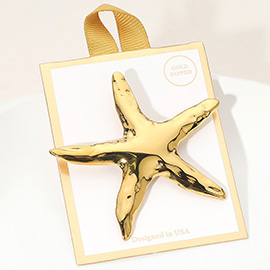 Gold Dipped Hammered Starfish Pin Brooch