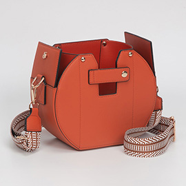 Faux Leather Functional Tumbler Crossbody Bucket Bag