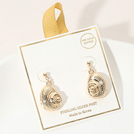 18K Gold Dipped Spiral Shell Drop Dangle Earrings