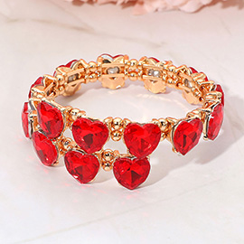 Heart Stone Cluster Link Adjustable Evening Bracelet