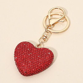 Bling Studded Heart Bag Charm Keychain