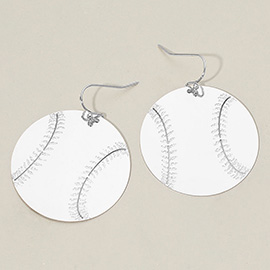 Metal Baseball Plate Dangle Earrings