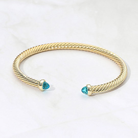 Stone Tip Twisted Cable Cuff Bracelet