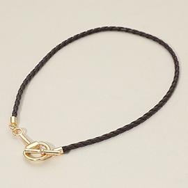 Meal Horsebit Toggle Accent Braided Cord Necklace