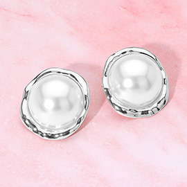 Round Pearl Dome Clip On Earrings