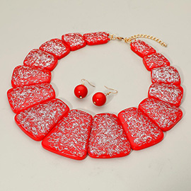 Bold Confetti Resin Panel Link Statement Necklace
