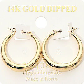 14K Gold Dipped Hypoallergenic Pin Catch Hoop Earrings