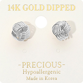 14K Gold Dipped Hypoallergenic Intertwined Knot Stud Earrings