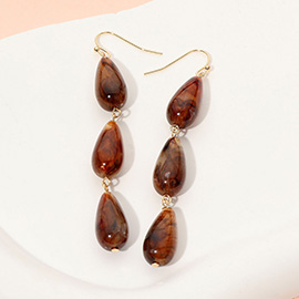 Triple Resin Teardrop Link Drop Earrings