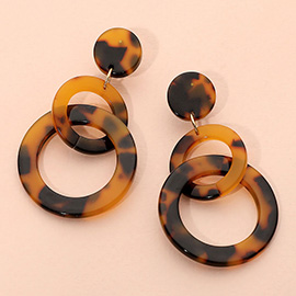 Double Tortoise Resin Link Drop Statement Earrings