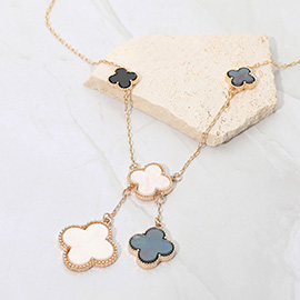 Layered Quatrefoil Drop Pendant Necklace