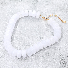 Chunky Marbled Resin Disc Beaded Statement Necklace