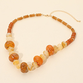 Chunky Marbled Round Beaded Necklace