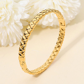 Stainless Steel Textured Hinged Bangle Bracelet