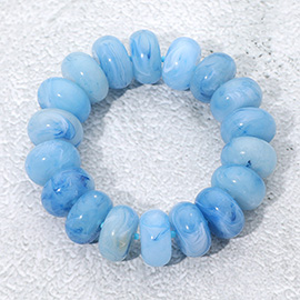 Chunky Marbled Rounded Pebble Beaded Stretch Bracelet