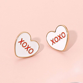 XOXO Enamel Heart Stud Earrings