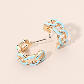 Enamel Chain Hoop Earrings