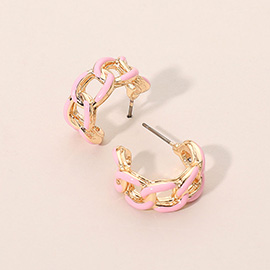 Enamel Chain Hoop Earrings