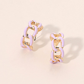 Enamel Chain Hoop Earrings
