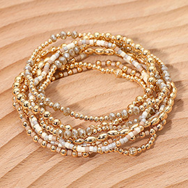 8PCS - Seed Beaded Stretch Multi Layered Bracelets