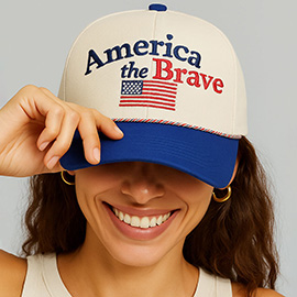 AMERICAN the BRAVE Slogan Embroidered Baseball Cap