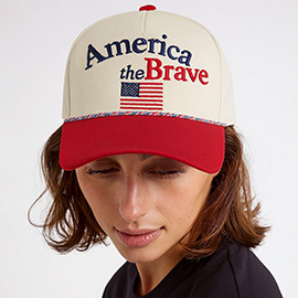 AMERICAN the BRAVE Slogan Embroidered Baseball Cap