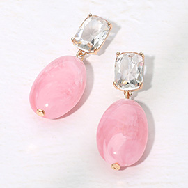 Marbled Resin Oval Pebble Drop Dangle Earrings