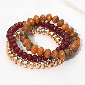 3PCS - Beaded Stackable Stretch Multi Layered Bracelets