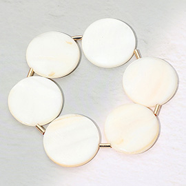 Mother of Pearl Disc Beaded Stretch Bracelet