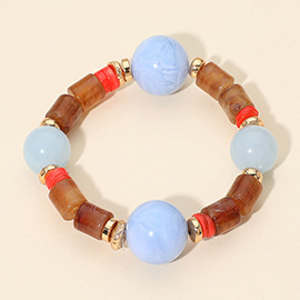 Mixed Resin Beaded Stretch Bracelet
