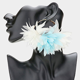 Oversized Fabric Floral Petal Statement Hoop Earrings