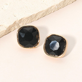 Square Cut Gem Evening Stud Earrings