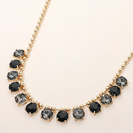 Cushion Teardrop Round Stone Link Evening Necklace