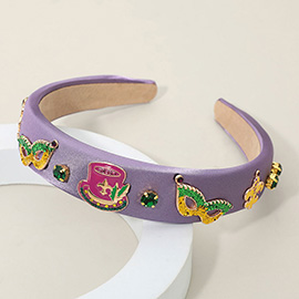 Enamel Mardi Gras Icon Charm Embellished Headband