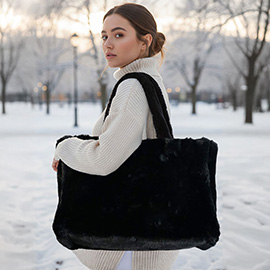 Oversized Faux Fur Soft-Touch Tote Bag
