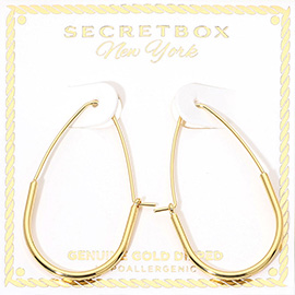 SECRET BOX_Genuine Gold Dipped Elongated Oval Hoop Earrings