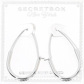 SECRET BOX_Genuine Silver Dipped Elongated Oval Hoop Earrings