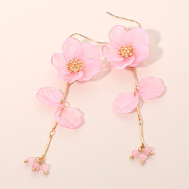 Resin Petal Floral Long Drop Earrings