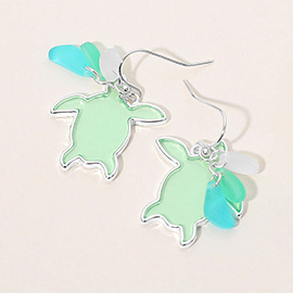 Sea Glass Sea Turtle Dangle Earrings