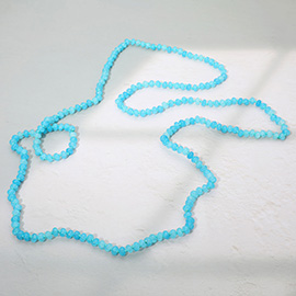 Marbled Flat Beaded Layering Long Necklace