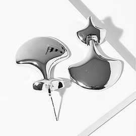 White Gold Dipped Abstract Fan Shape Drop Earrings