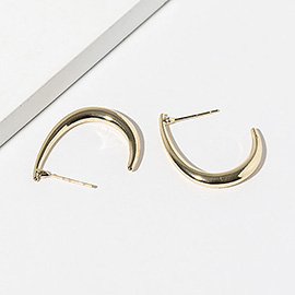 Gold Dipped Crescent Open Hoop Earrings