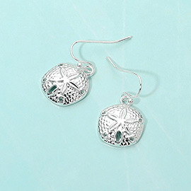 Textured Metal Sand Dollar Dangle Earrings