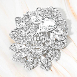 Crystal Pave Leaf Cluster Pin Brooch