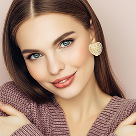 Rhinestone Paved Heart Earrings