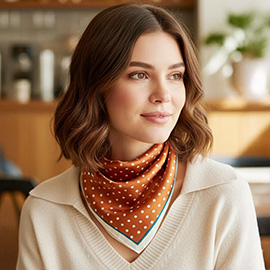 Polka Dot Print Square Bandana Scarf