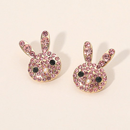 Rhinestone Paved Bunny Face Stud Earrings
