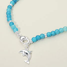 Dolphin Charm Pendant Beaded Necklace