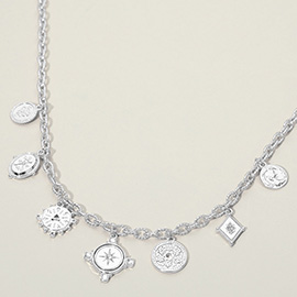 Symbolic Coin Charm Station Necklace